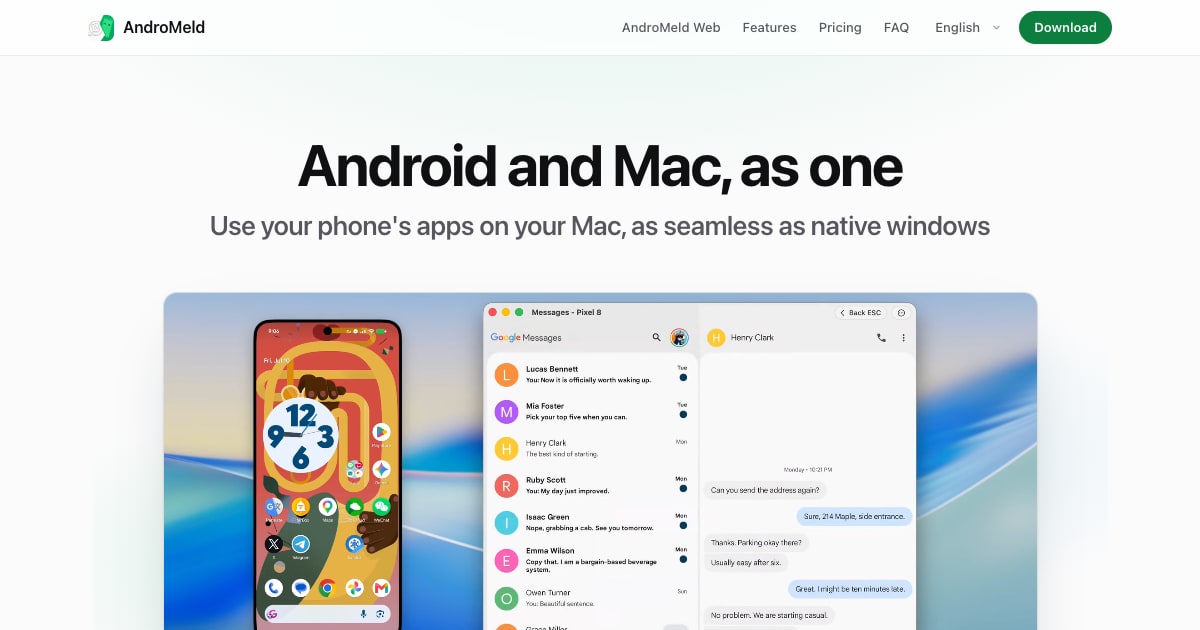 AndroMeld: Android apps, files, and calls on Mac